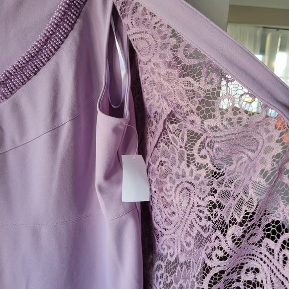 Maya Brooke Beaded V-Neck Dress with Sheer Sleeve Jacket Lilac Size 16W NWT - Picture 9 of 17